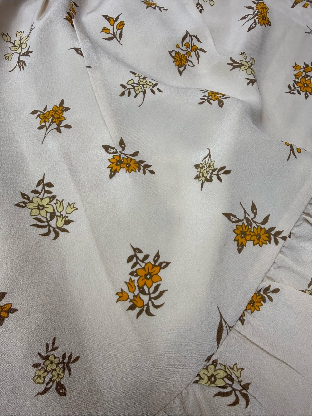 Madewell Cream Floral Wrap Mini Silk Skirt with Ruffle - Picture 9 of 10